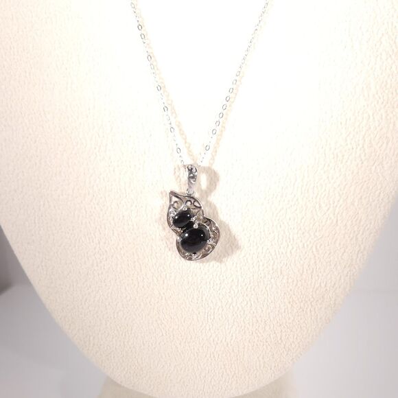 Australian Black Tourmaline Pendant Necklace Sterling Silver - Picture 5 of 12
